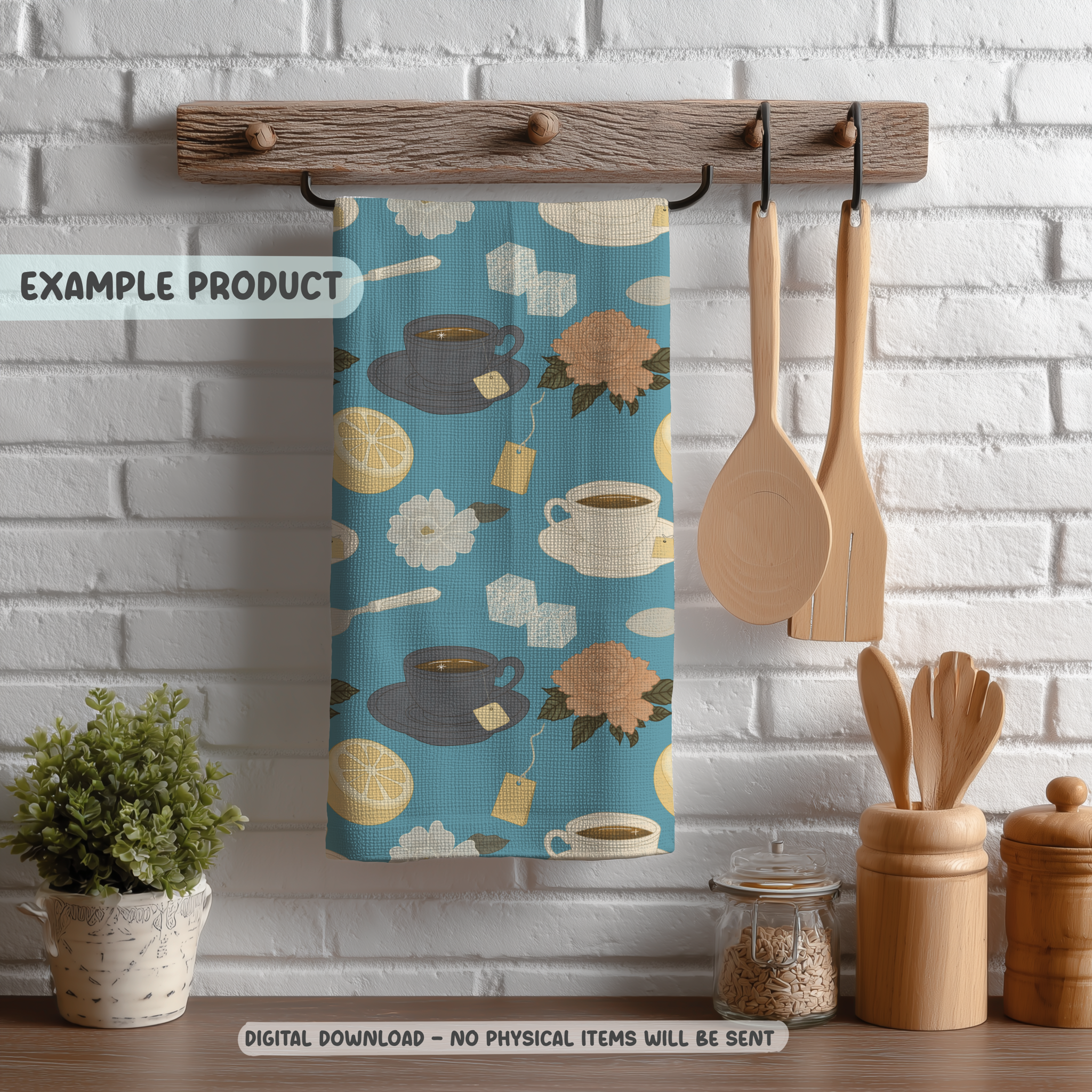Blue Vintage Teacup Seamless Pattern