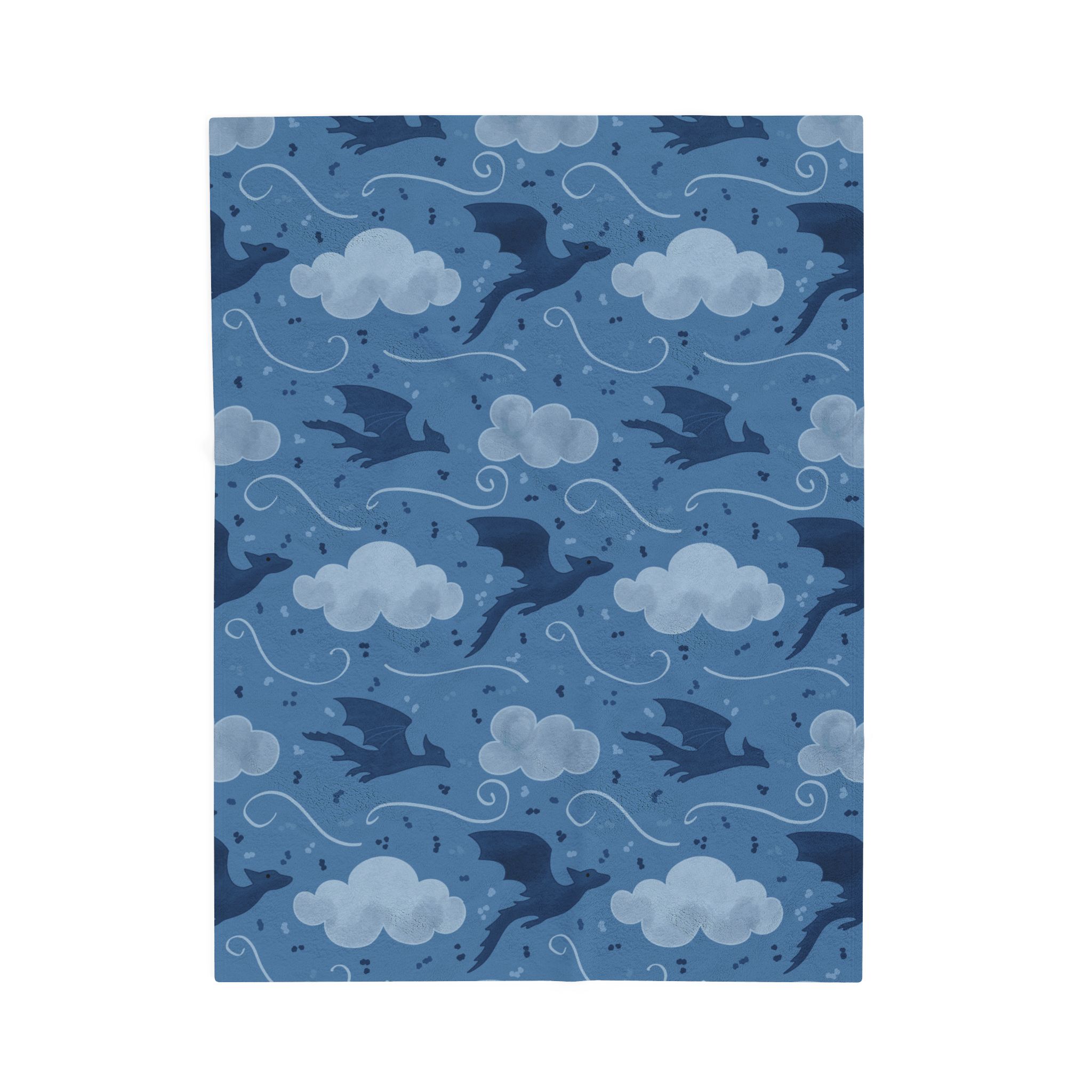 Dragon Cloud Velveteen Blanket – Soft Blue Fantasy Dragon Throw - Image 9