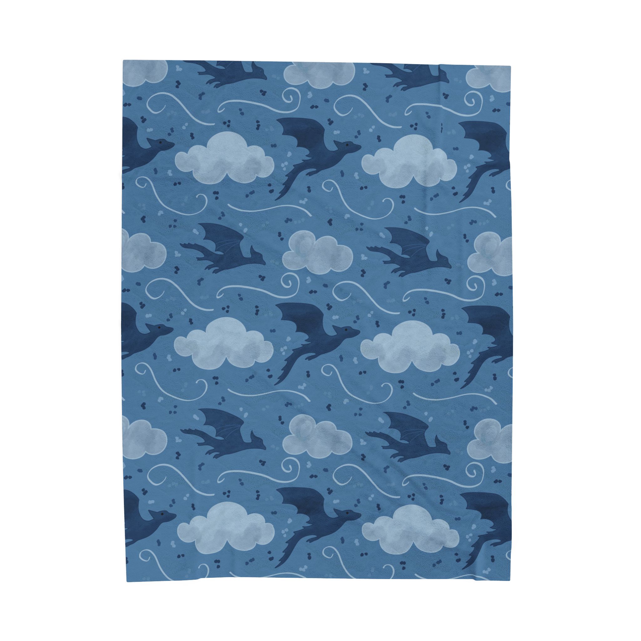 Dragon Cloud Velveteen Blanket – Soft Blue Fantasy Dragon Throw - Image 5