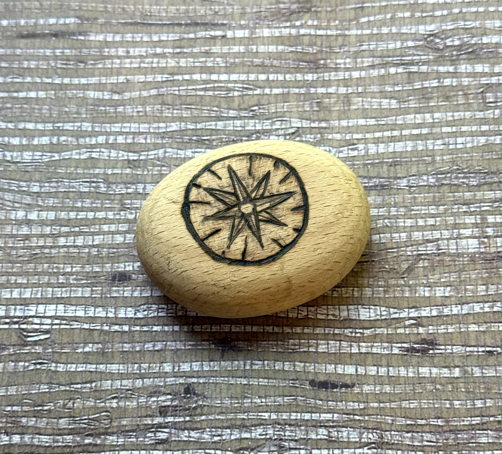 Wanderer’s Compass – Hand-Burned Pyrography Pebble - Image 2