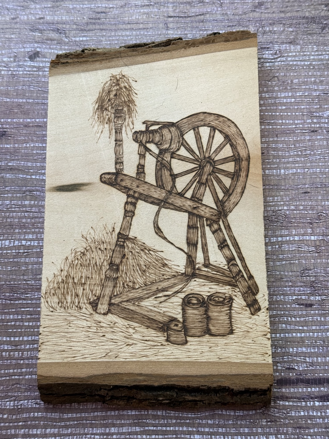 Spinning Gold – Hand-Burned Pyrography Wall Art