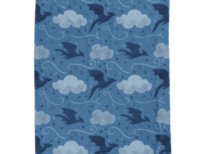 Dragon Cloud Velveteen Blanket – Soft Blue Fantasy Dragon Throw