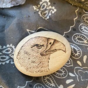 Eagle Spirit Stone – Hand-Burned Pyrography Pebble