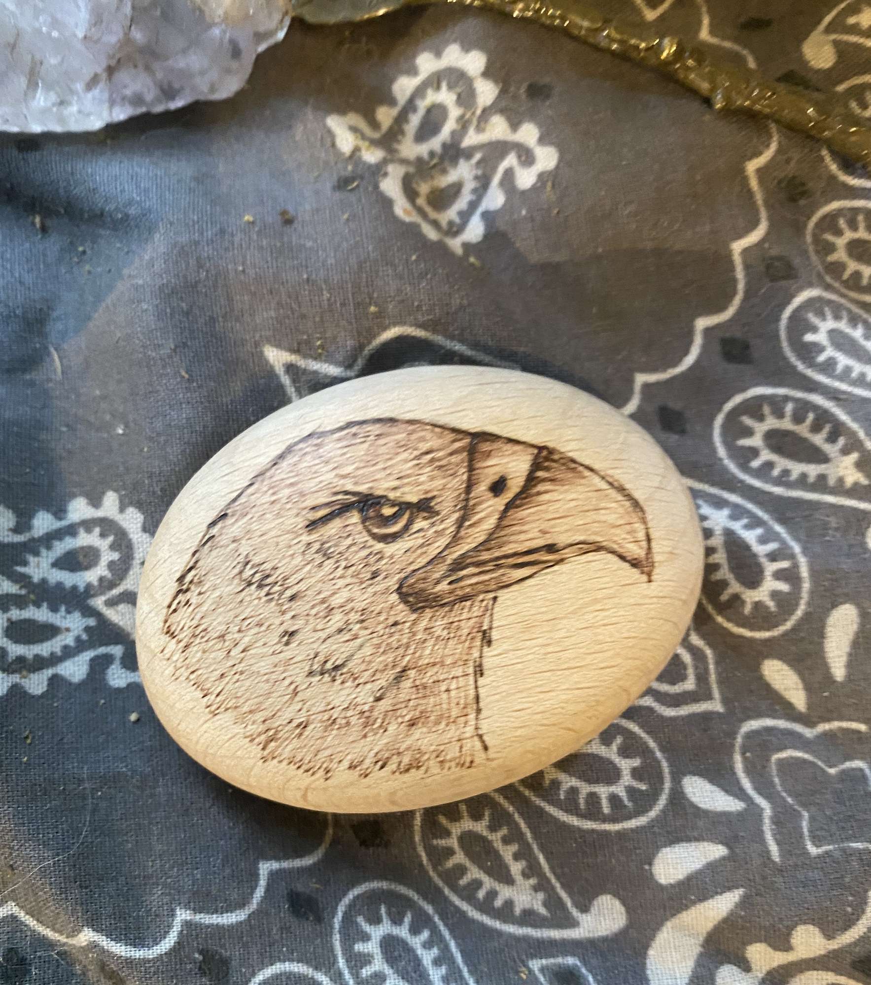 Eagle Spirit Stone – Hand-Burned Pyrography Pebble