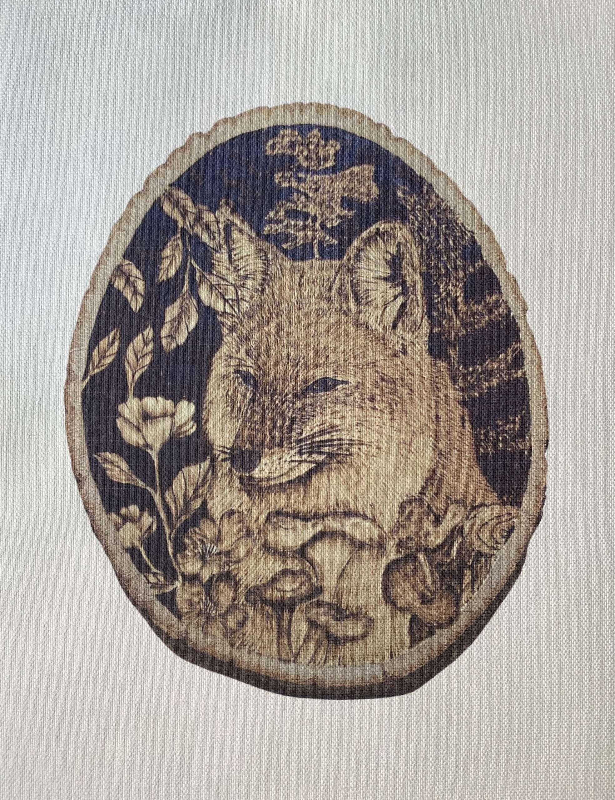 Fox Pyrography Print