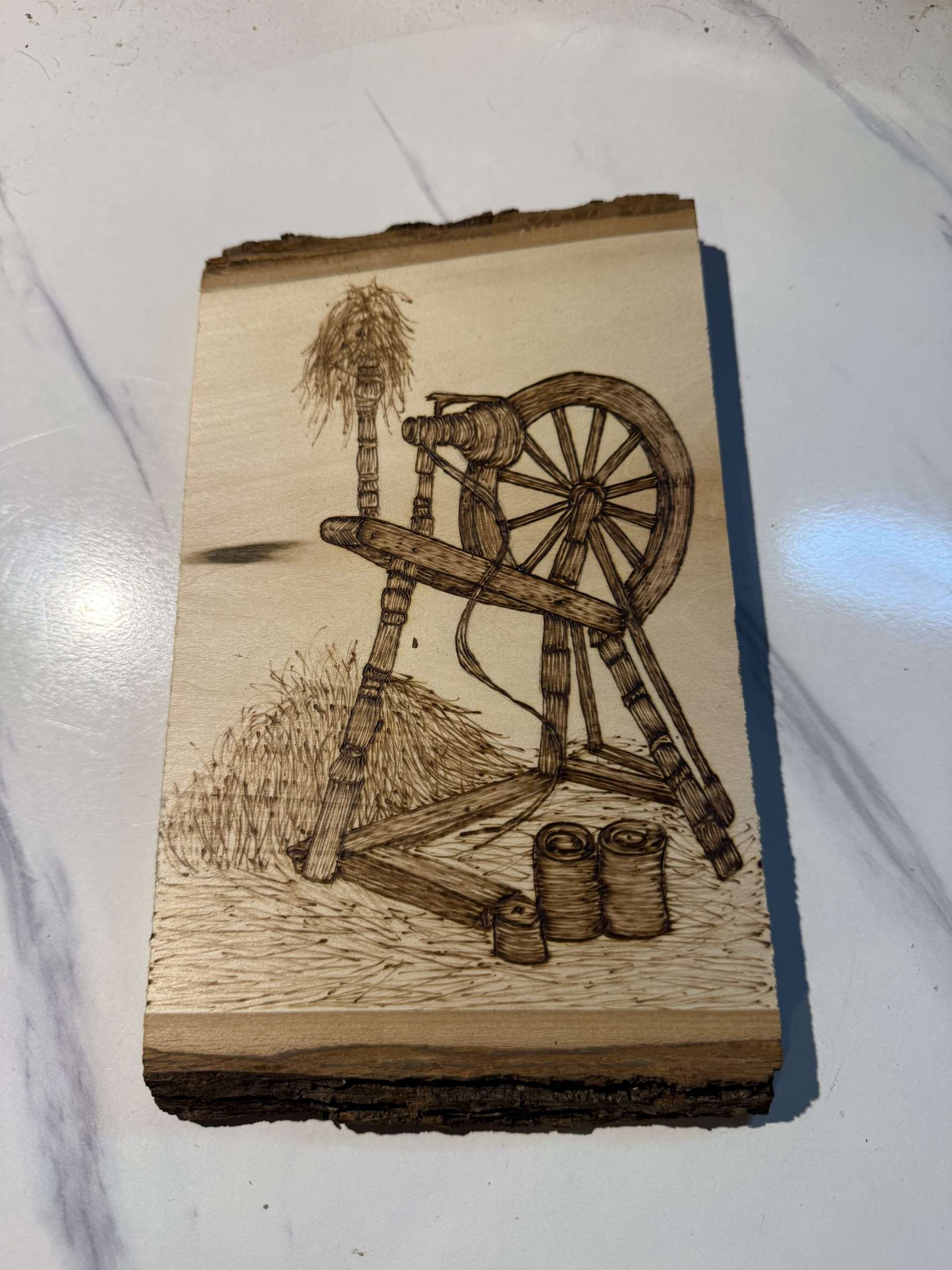 Spinning Gold – Hand-Burned Pyrography Wall Art