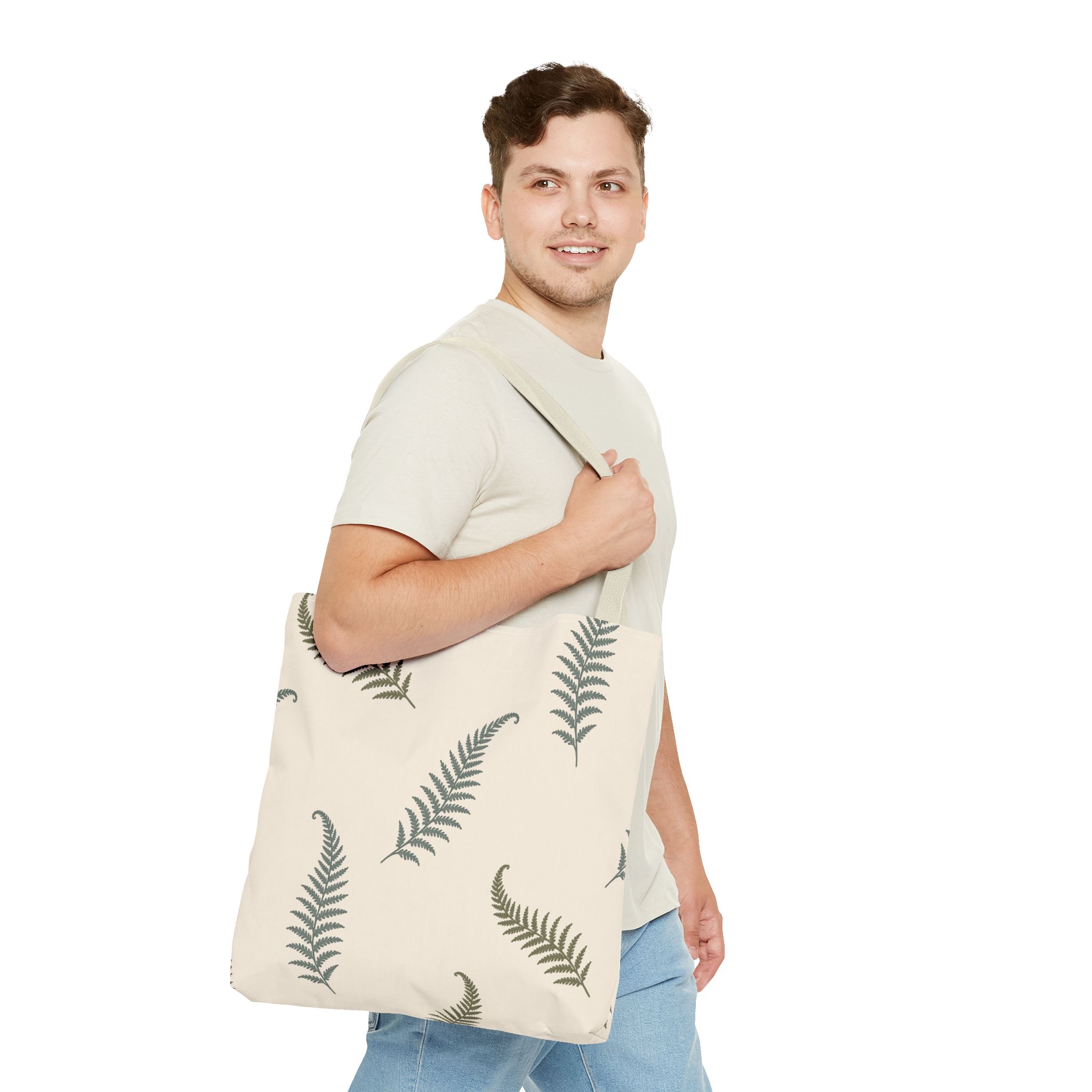 Fern Botanical Tote Bag, Neutral Sage Green Woodland Market Tote, Nature Inspired Everyday Carry Bag - Image 15