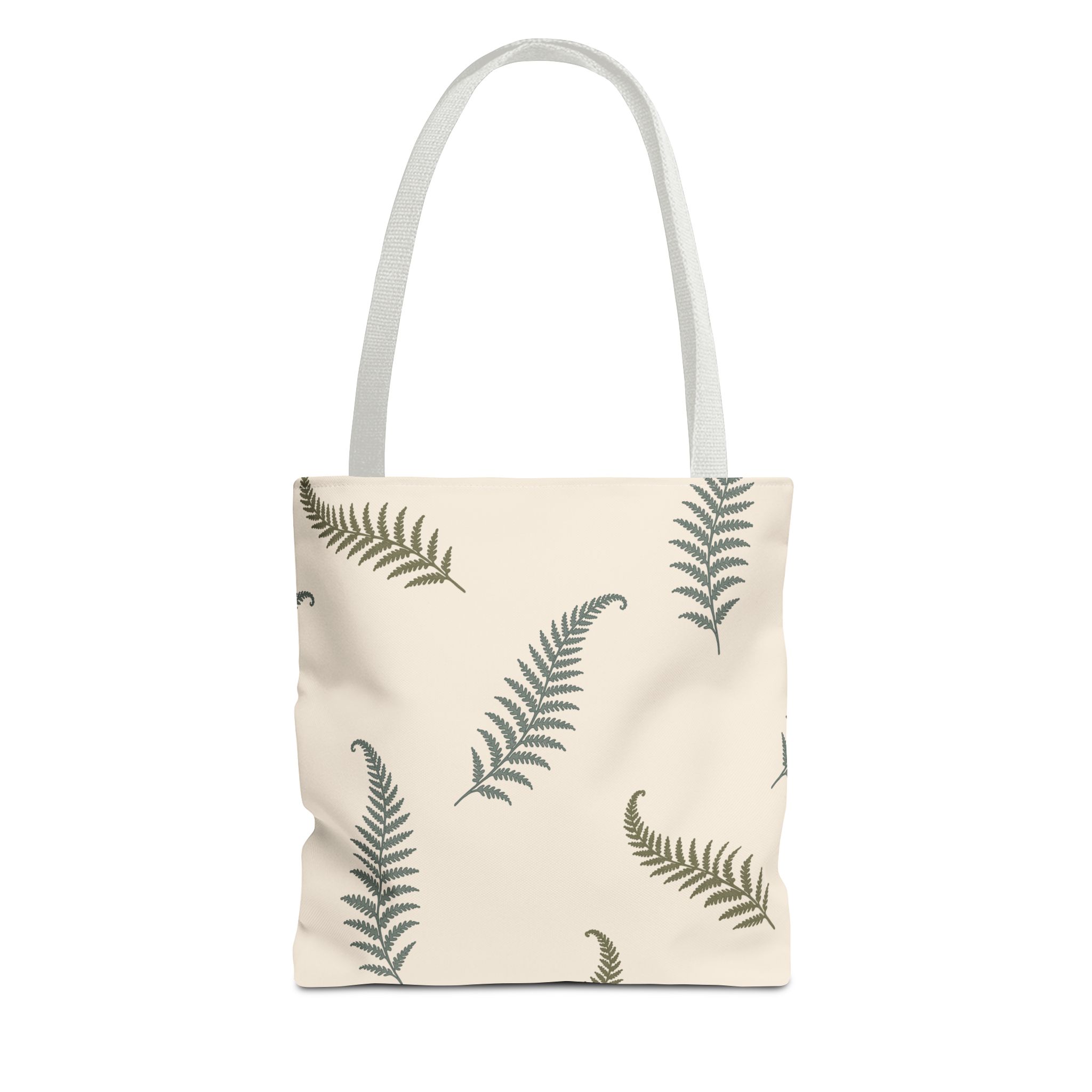 Fern Botanical Tote Bag, Neutral Sage Green Woodland Market Tote, Nature Inspired Everyday Carry Bag