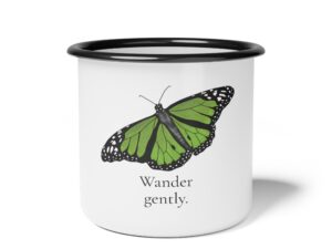 Wander Gently Monarch Butterfly Enamel Camping Mug