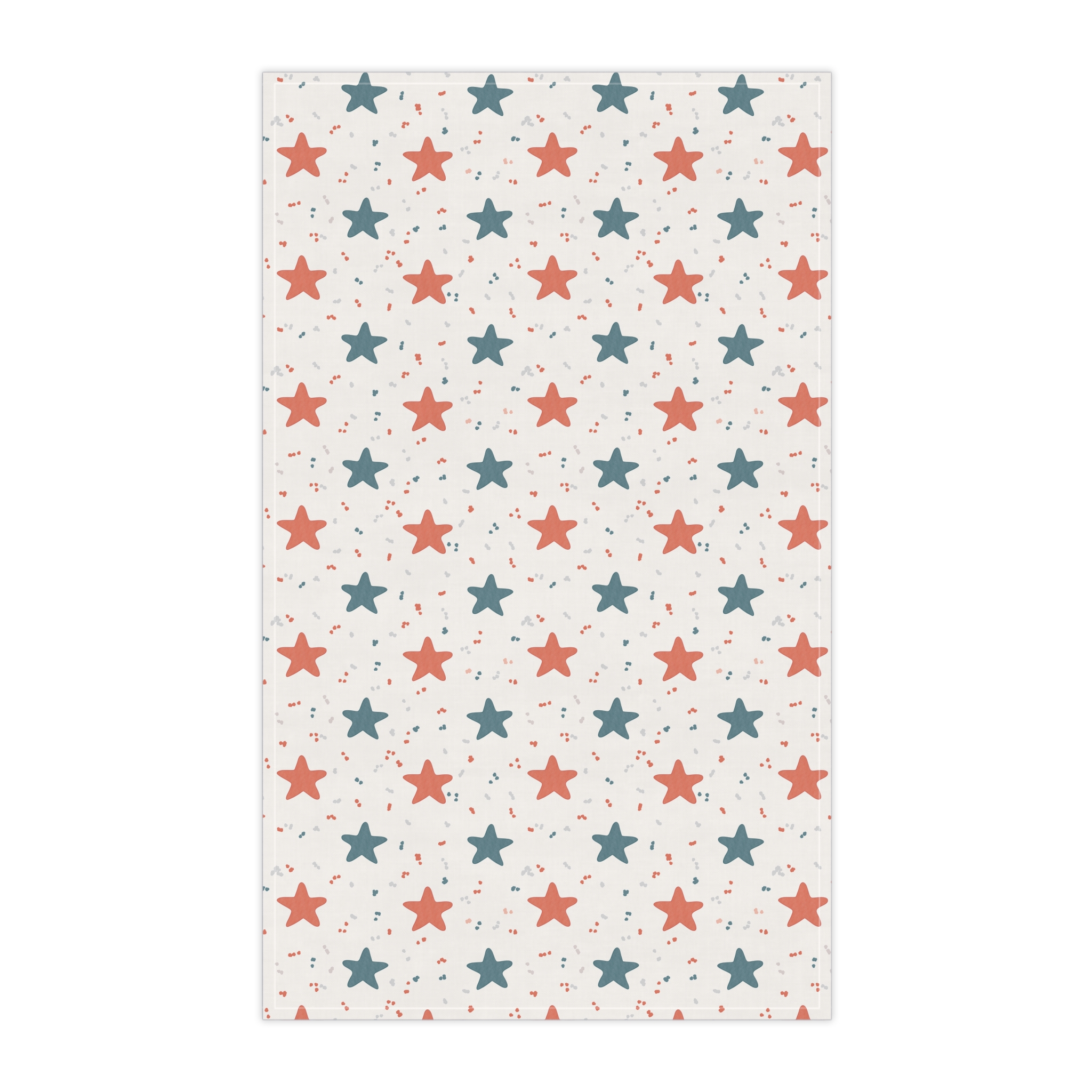 Retro Star Tea Towel, Red and Blue Star Pattern, Modern Americana Kitchen Towel, Graphic Decorative Dish Towel - Image 2