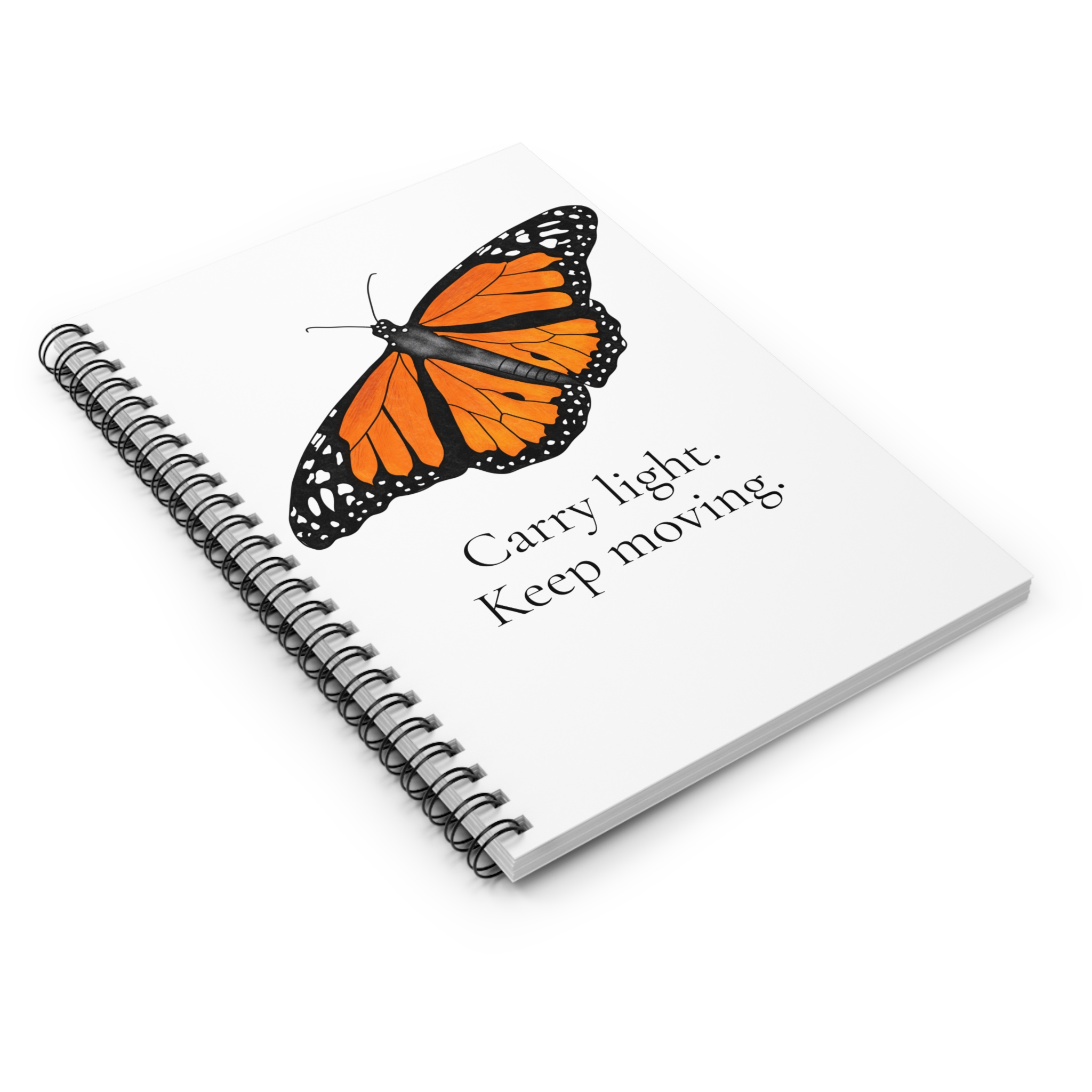 Monarch Butterfly Spiral Notebook - Carry Light. Keep Moving. - Image 3