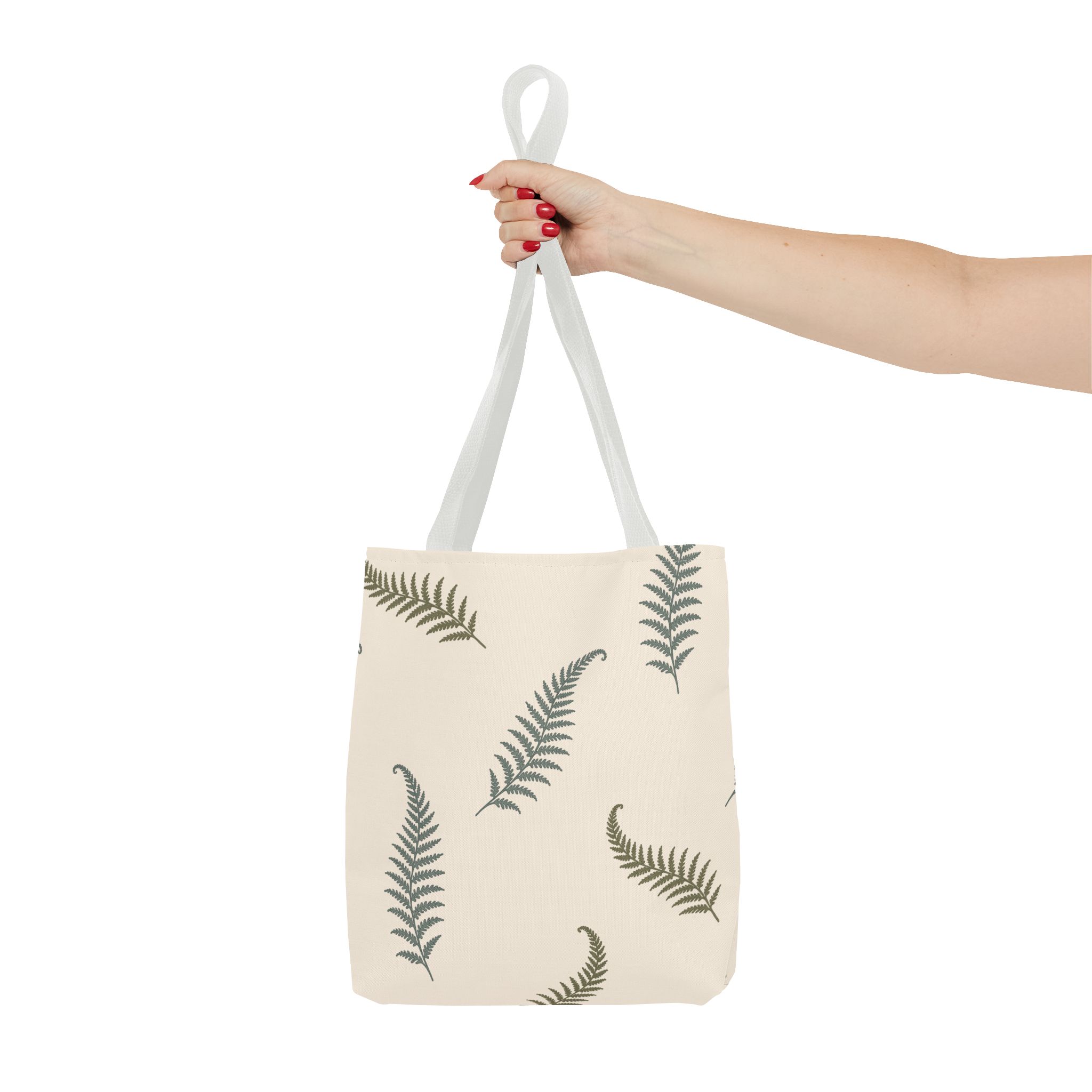 Fern Botanical Tote Bag, Neutral Sage Green Woodland Market Tote, Nature Inspired Everyday Carry Bag - Image 4