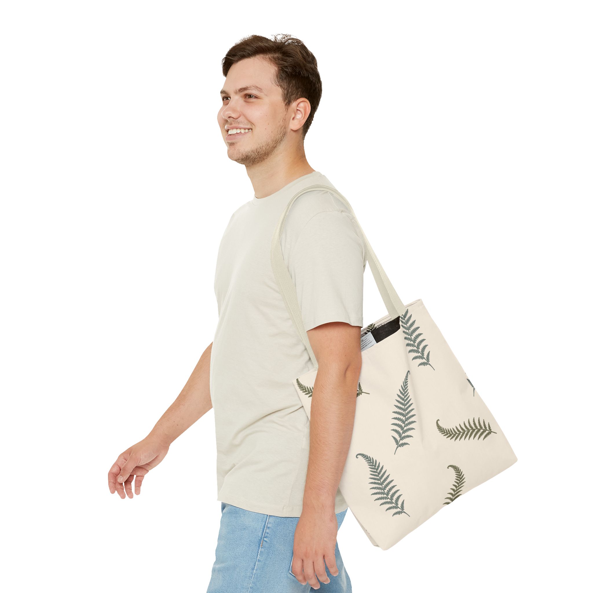 Fern Botanical Tote Bag, Neutral Sage Green Woodland Market Tote, Nature Inspired Everyday Carry Bag - Image 11