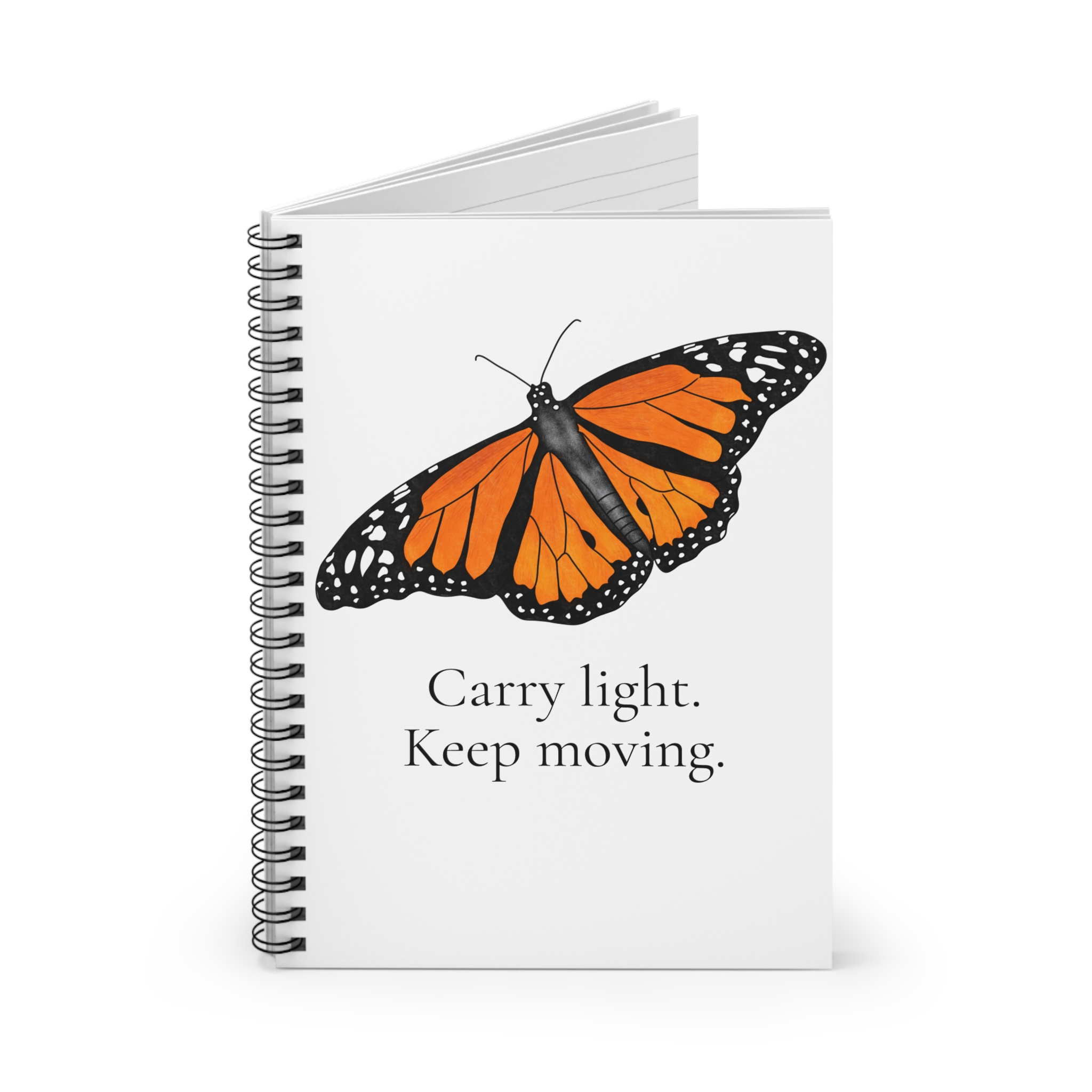 Monarch Butterfly Spiral Notebook - Carry Light. Keep Moving. - Image 2