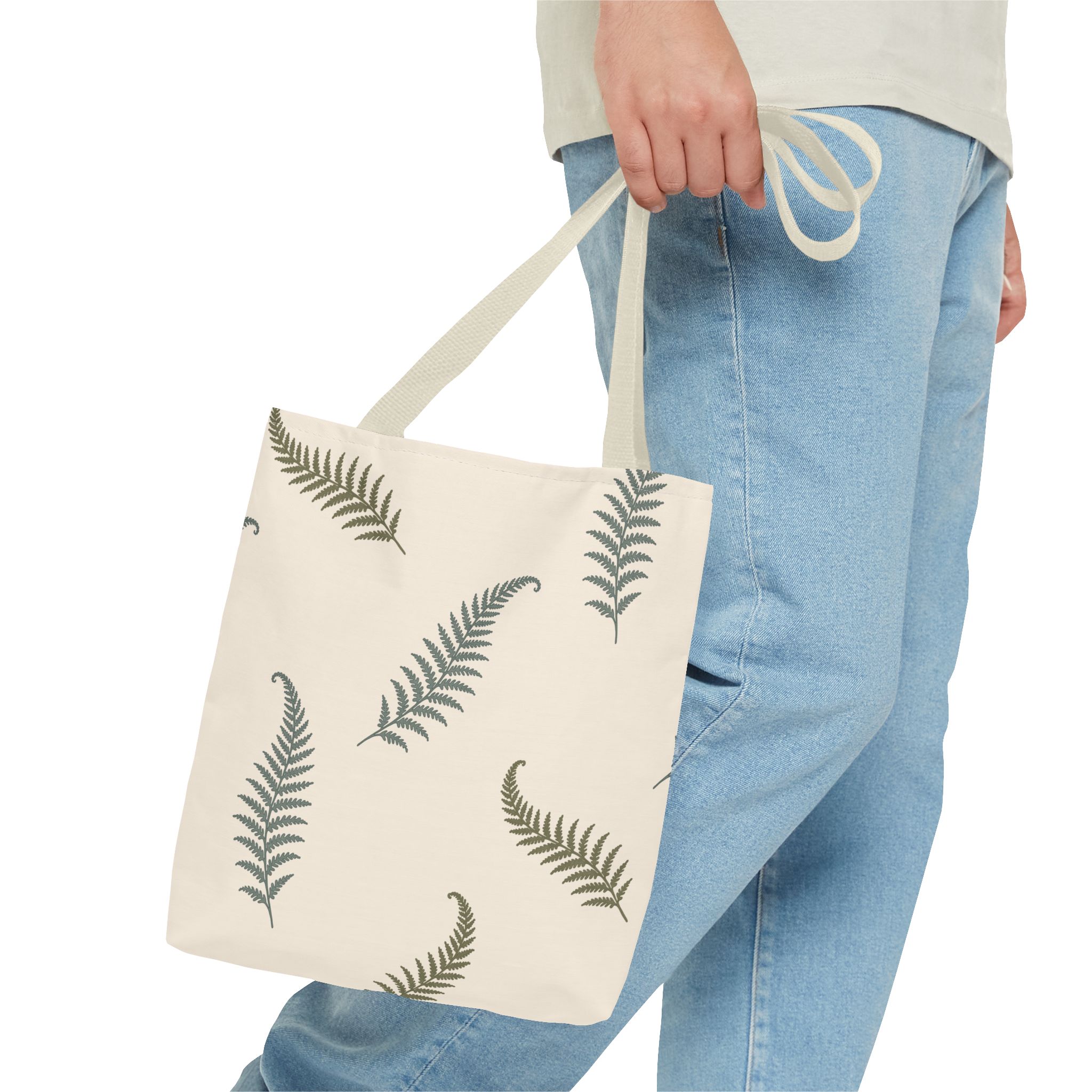 Fern Botanical Tote Bag, Neutral Sage Green Woodland Market Tote, Nature Inspired Everyday Carry Bag - Image 7