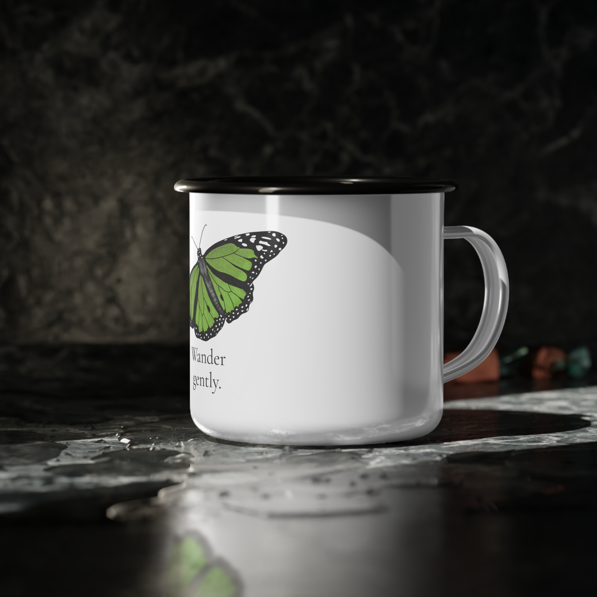 Wander Gently Monarch Butterfly Enamel Camping Mug - Image 4
