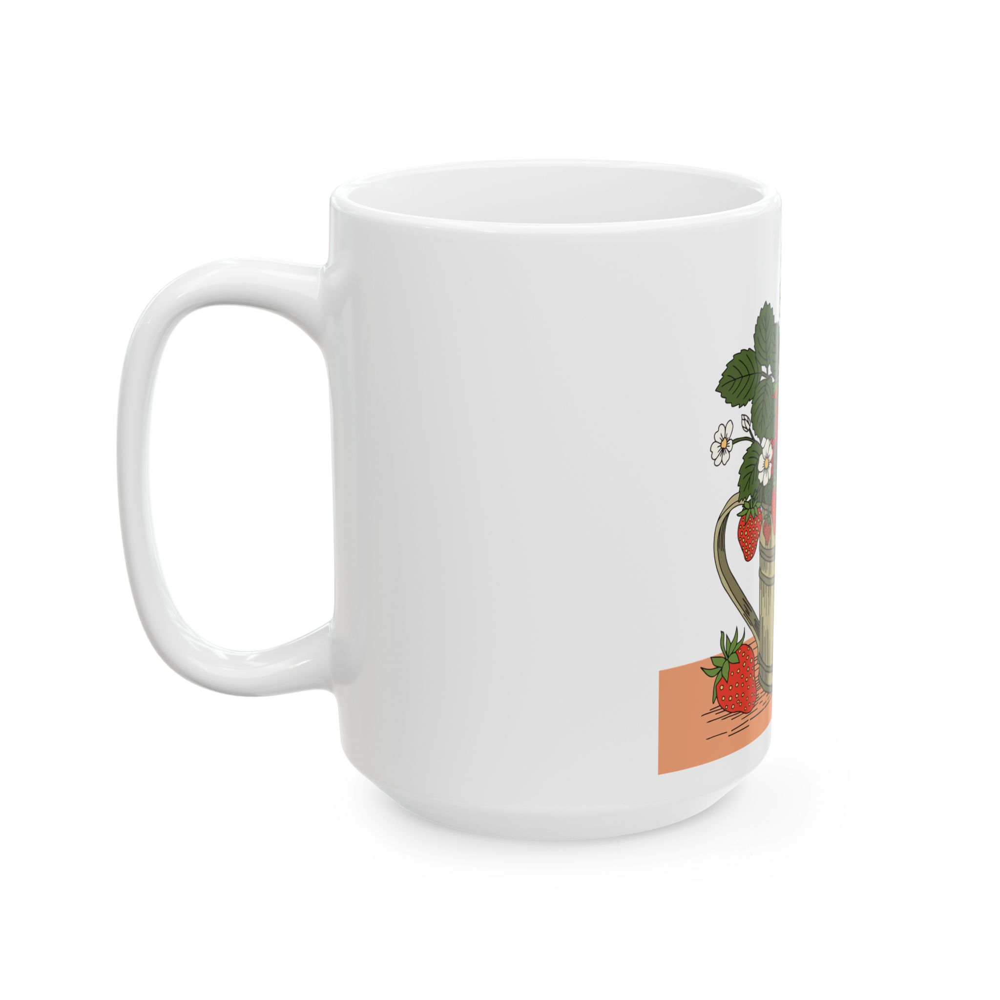 Strawberries in a Watering Can Ceramic Mug – Cottage Garden Coffee Cup - Image 7