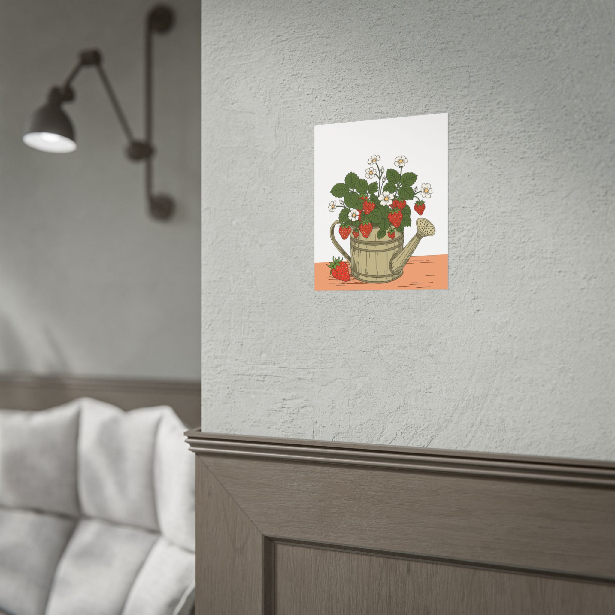 Strawberry Watering Can Art Print – Cottage Garden Botanical Poster - Image 3