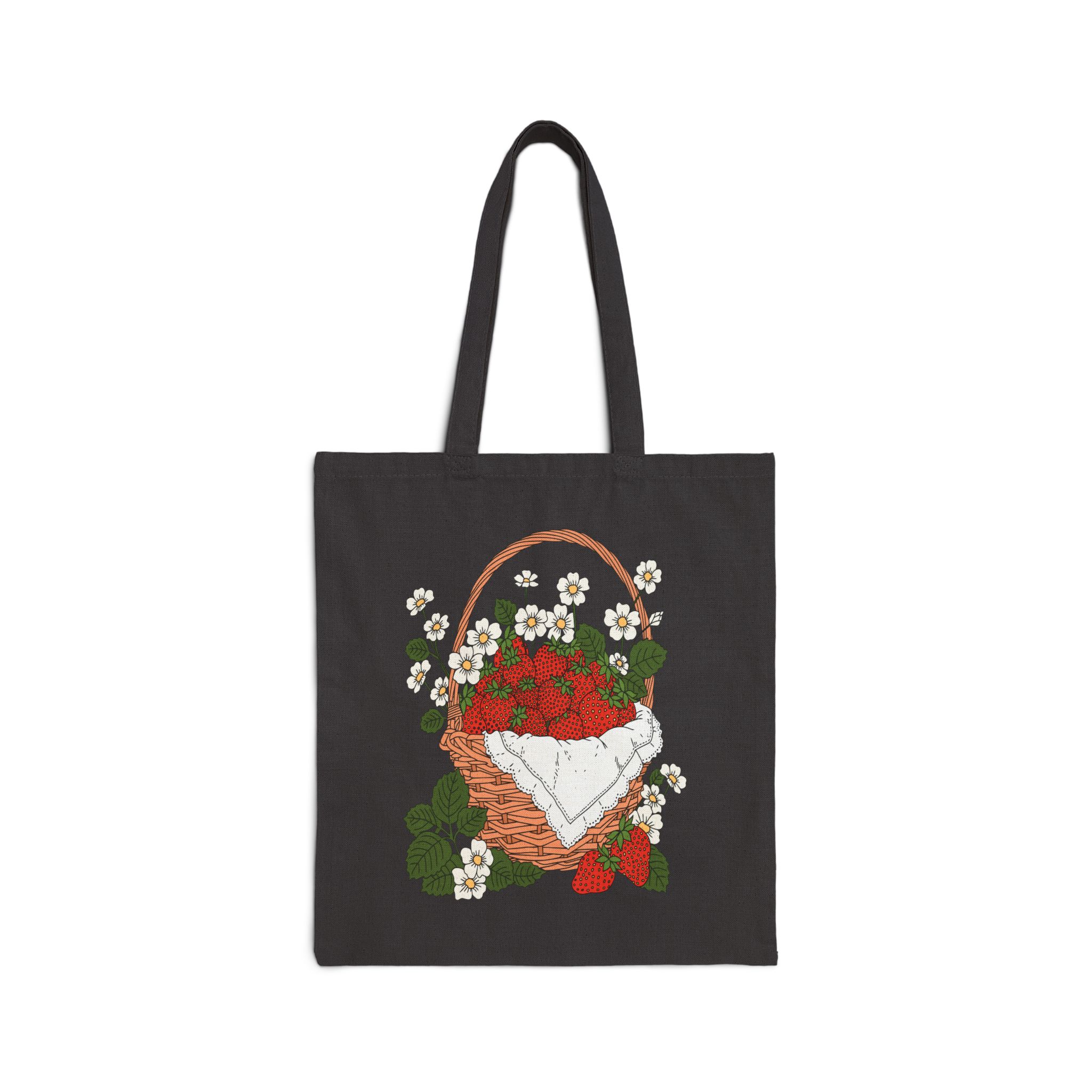 Strawberry Basket Canvas Tote Bag – Cottage Garden Everyday Tote - Image 6