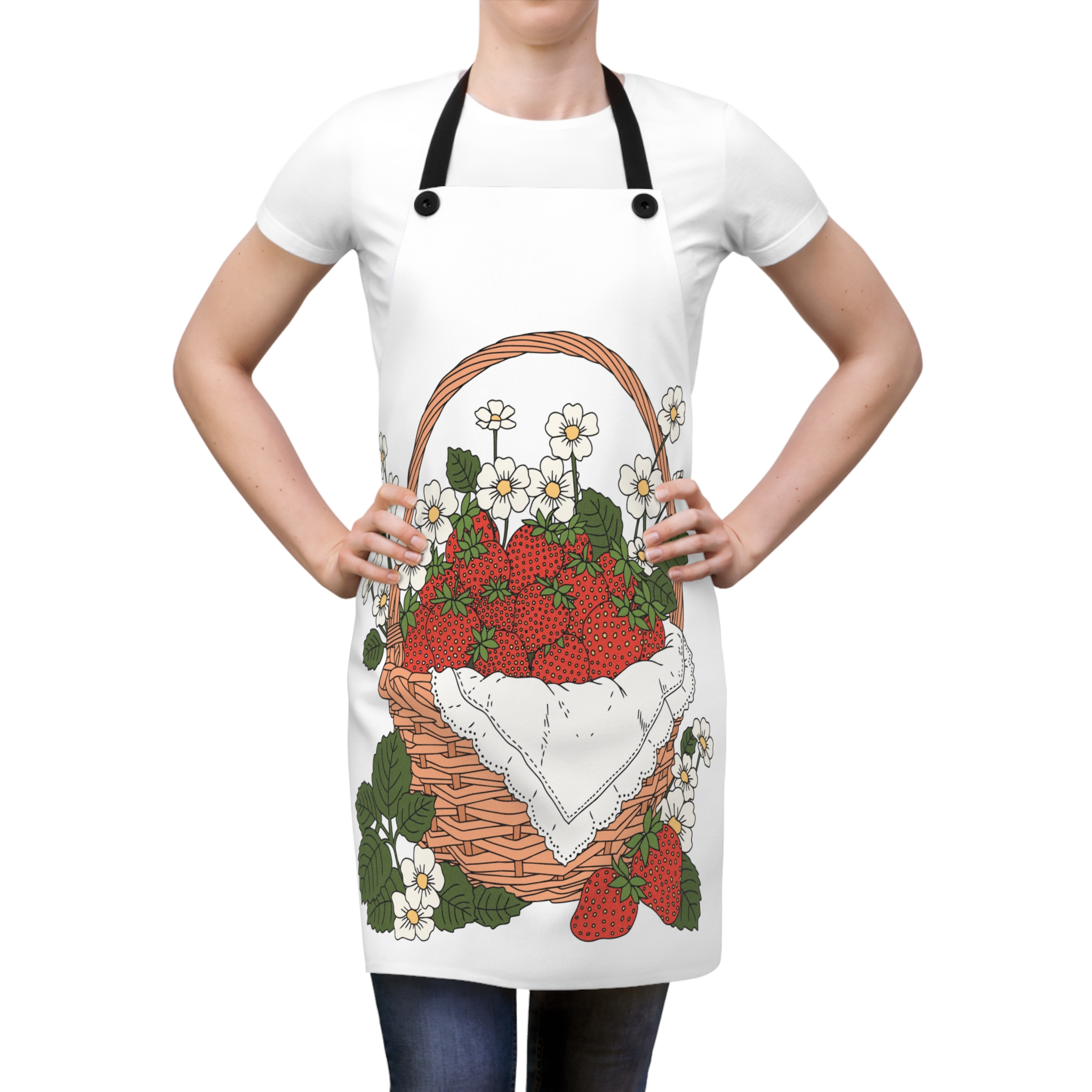 Strawberry Basket Apron – Cottage Garden Kitchen Style - Image 3
