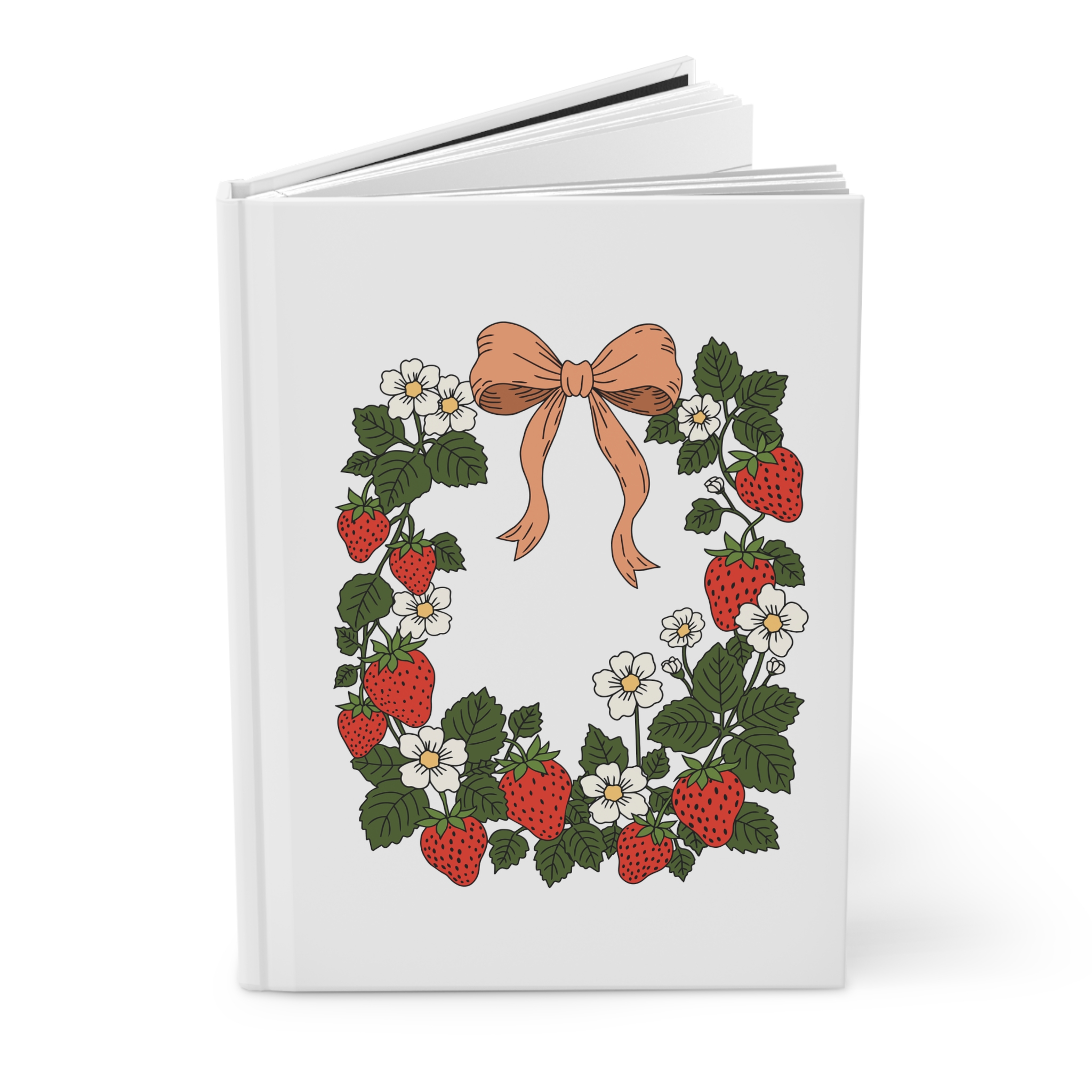Strawberry Wreath Hardcover Journal – Cottage Garden Notebook - Image 3