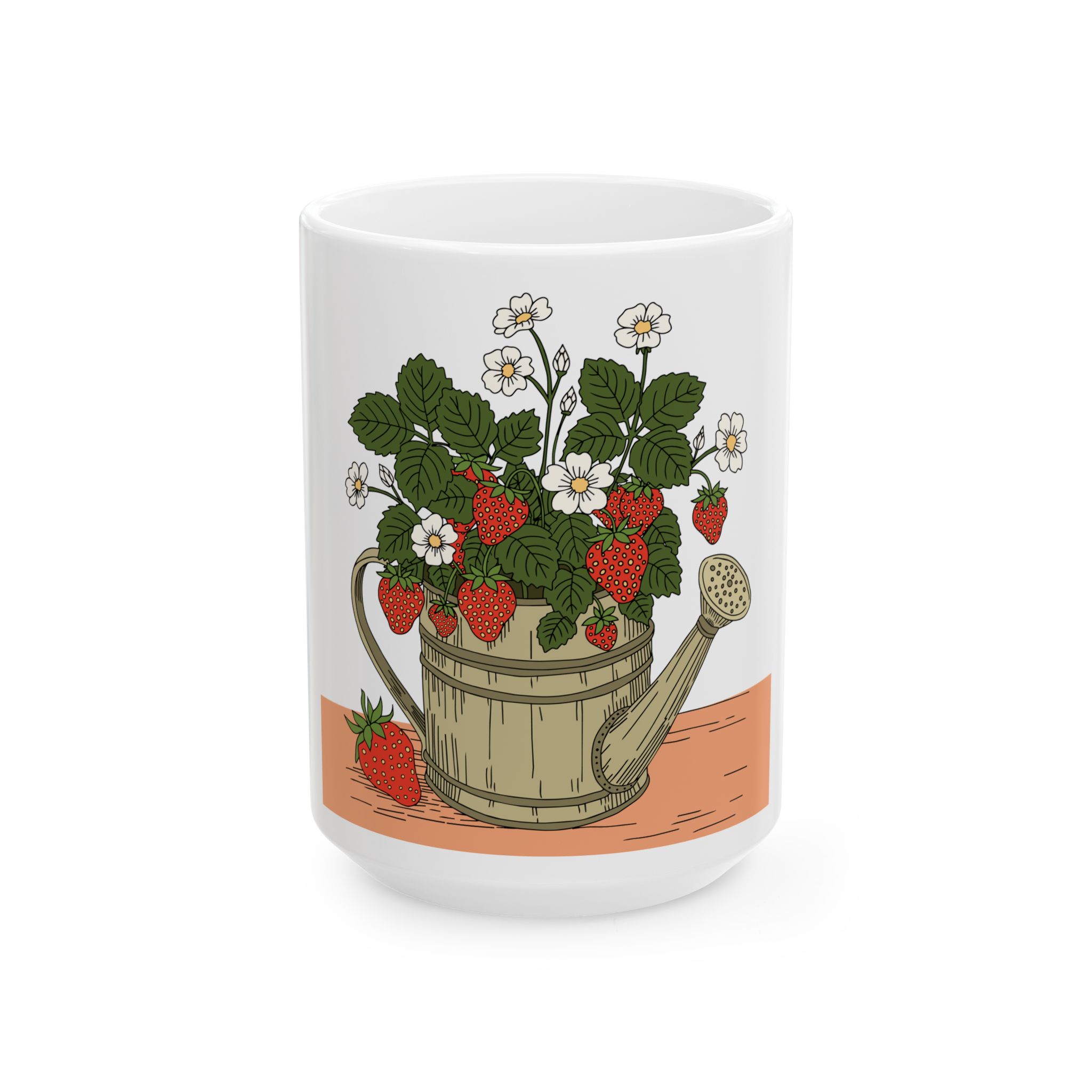 Strawberries in a Watering Can Ceramic Mug – Cottage Garden Coffee Cup - Image 5