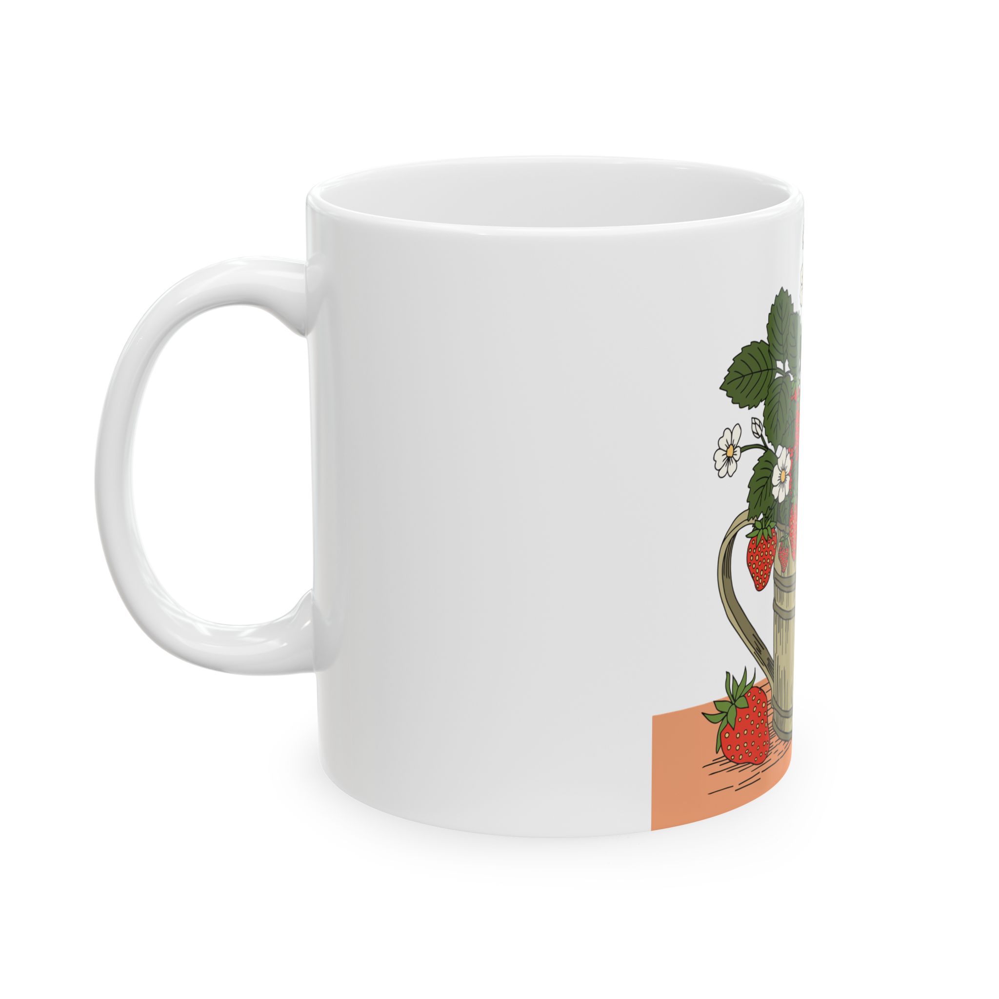 Strawberries in a Watering Can Ceramic Mug – Cottage Garden Coffee Cup - Image 3