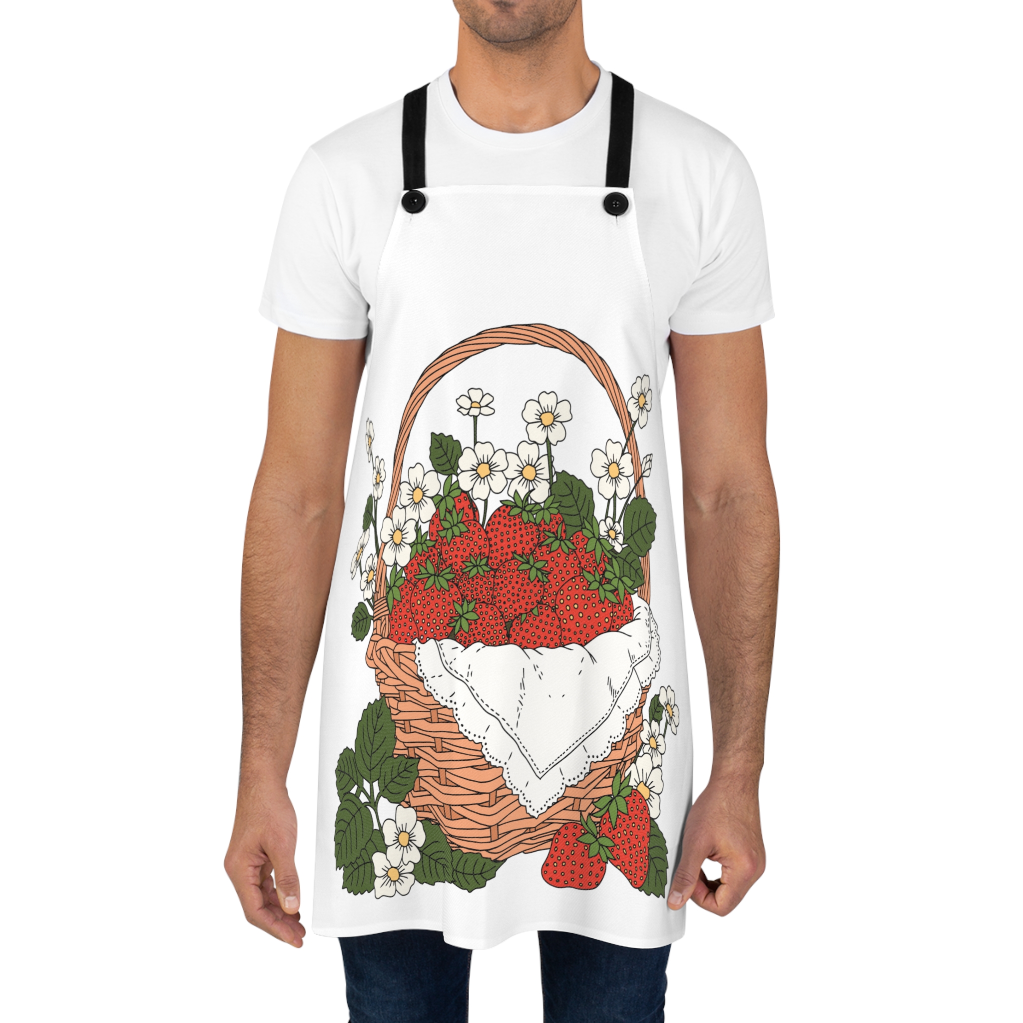 Strawberry Basket Apron – Cottage Garden Kitchen Style - Image 4