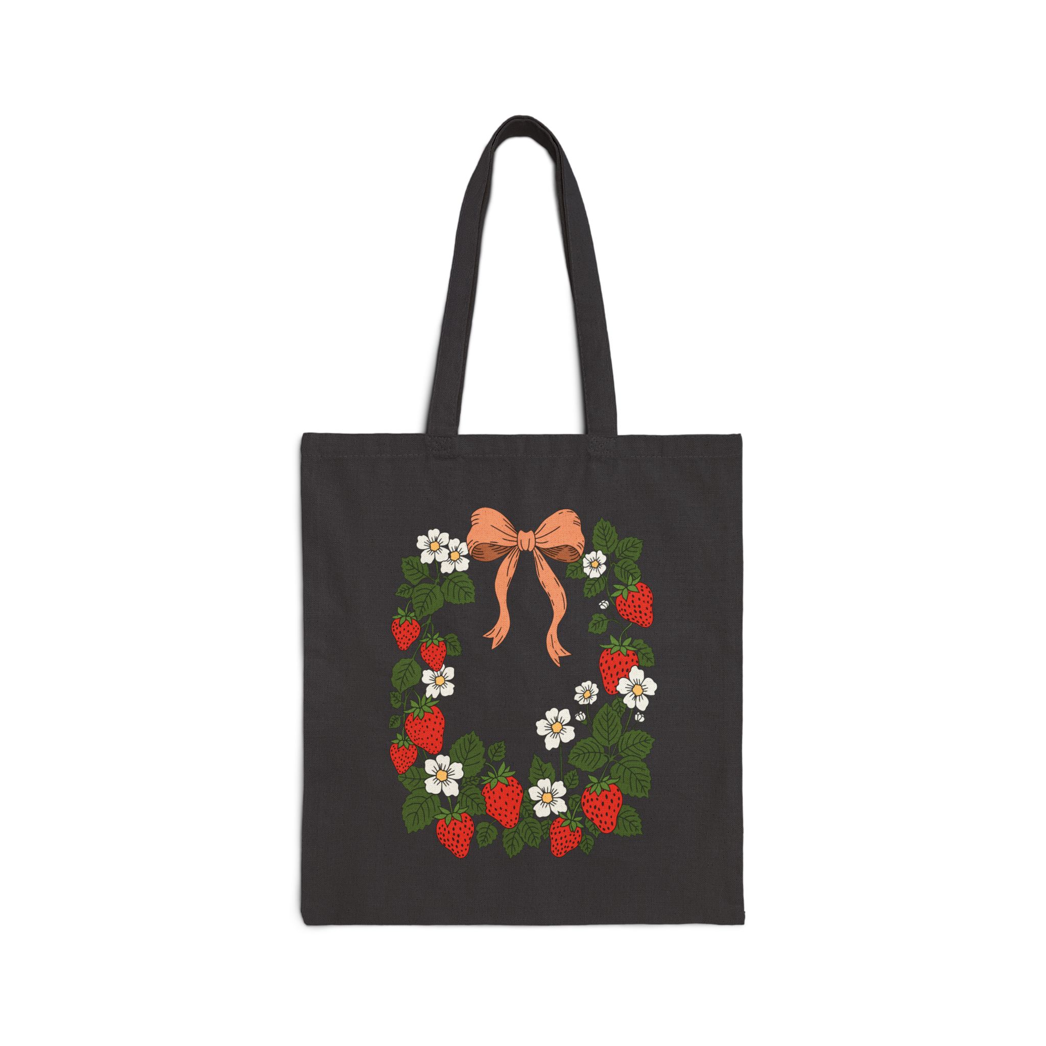 Strawberry Wreath Canvas Tote Bag – Cottage Garden Everyday Tote - Image 6