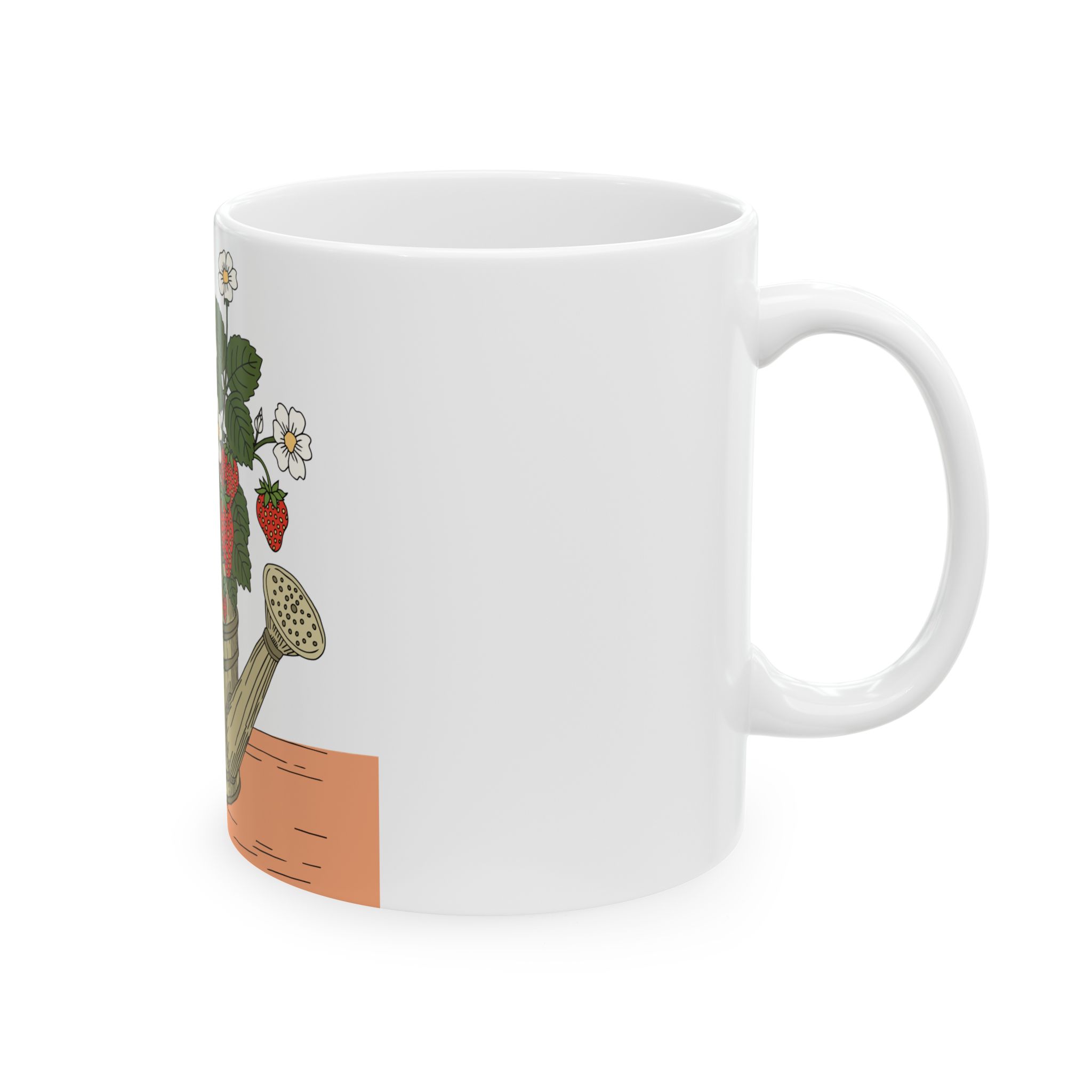 Strawberries in a Watering Can Ceramic Mug – Cottage Garden Coffee Cup - Image 4